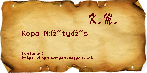 Kopa Mátyás névjegykártya